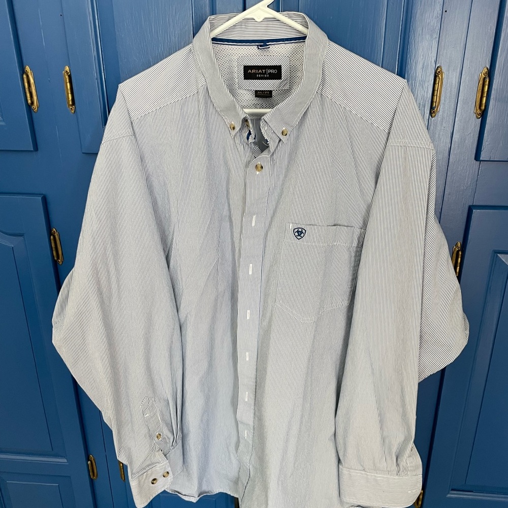 Ariat Pro blue pinstripe long sleeve 3xl